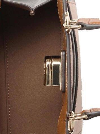 1927 Mini-Handtasche aus Leder grau + schwarz + cognac h - Damentaschen