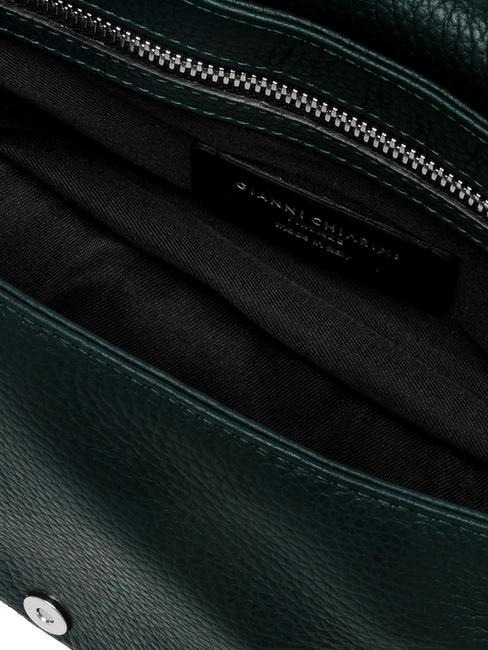 ADELE Clutch aus Leder mit Schulterriemen aus Metall dunkelgr&uuml;n - Damentaschen