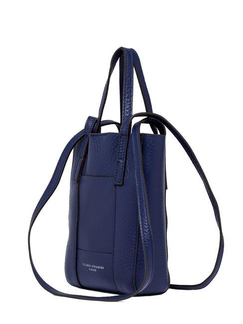 SUPERLIGHT Tasche aus geh&auml;mmertem Leder mit Doppelgriffen Galaxie blau-t.moro - Damentaschen