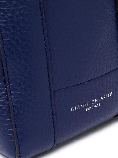 SUPERLIGHT Tasche aus geh&auml;mmertem Leder mit Doppelgriffen Galaxie blau-t.moro - Damentaschen