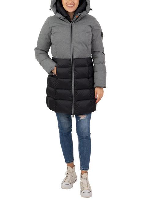 CIRRUS LT Daunenjacke mit Kapuze Melangegrau - Schwarz - Daunenjacken f&uuml;r Damen