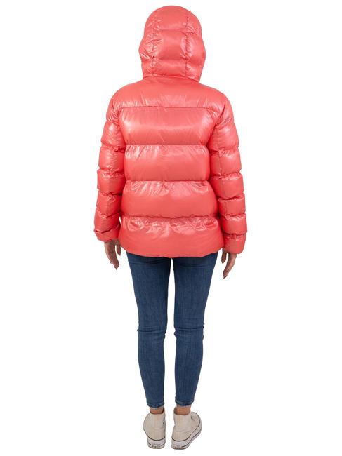 MARTFLY NIK Kurze gesteppte Daunenjacke Tea Rose/Cordovan-Leder - Daunenjacken für Damen