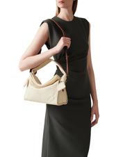 BORBONESE LOVER NYLON Kleine Hobo-Tasche mit Schultergurt Kamille/Leder - Damentaschen - 5