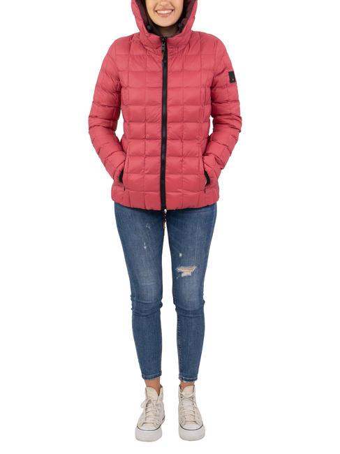 SCIRE NY DOUBLE Doppelseitige Daunenjacke mit Kapuze Cordovan-Leder - Tabasco - Daunenjacken für Damen