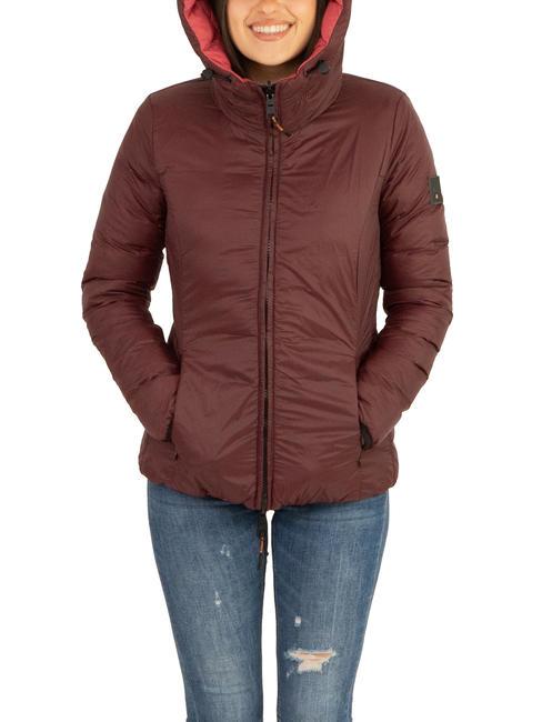 SCIRE NY DOUBLE Doppelseitige Daunenjacke mit Kapuze Cordovan-Leder - Tabasco - Daunenjacken für Damen