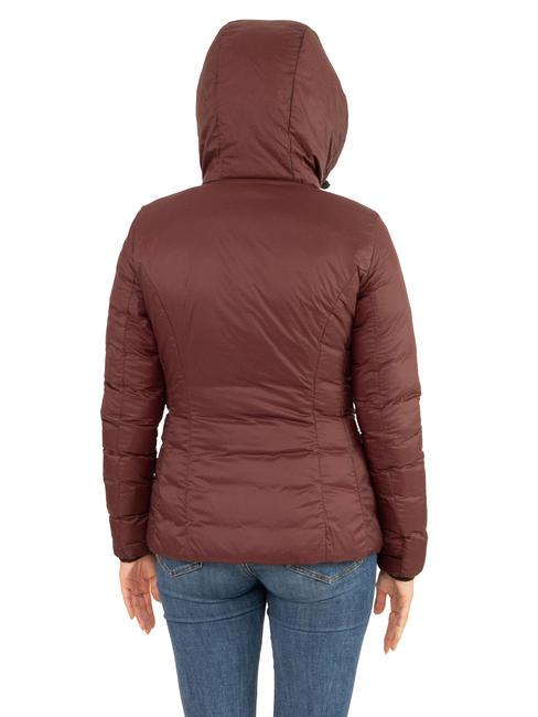 SCIRE NY DOUBLE Doppelseitige Daunenjacke mit Kapuze Cordovan-Leder - Tabasco - Daunenjacken für Damen