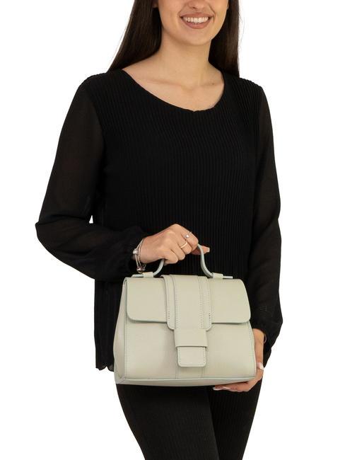 SABRINA Dollar-Umhängetasche aus Leder arktisches Blaugrün - Damentaschen