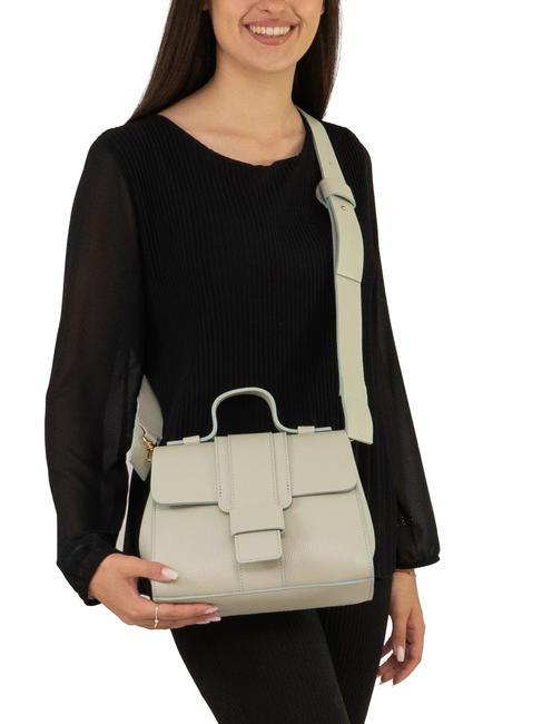 SABRINA Dollar-Umhängetasche aus Leder arktisches Blaugrün - Damentaschen