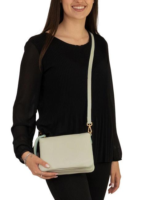 SIMONA Umhängetasche aus Tris-Dollar-Leder arktisches Blaugrün - Damentaschen