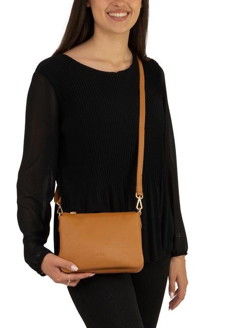 SIMONA Umhängetasche aus Tris-Dollar-Leder dunkles Leder - Damentaschen