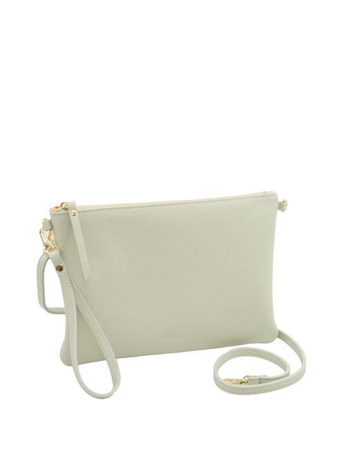 CLAUDIA Dollar-Clutch aus Leder mit Schultergurt arktisches Blaugrün - Damentaschen