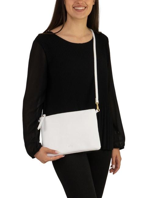 CLAUDIA Dollar-Clutch aus Leder mit Schultergurt optisches Wei&szlig; - Damentaschen