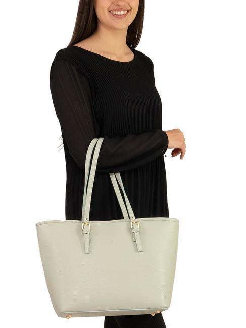 CHIARA Dollar-Shopper-Tasche aus Leder arktisches Blaugrün - Damentaschen