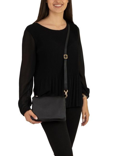 SIMONA Umhängetasche aus Tris-Dollar-Leder Schwarz - Damentaschen