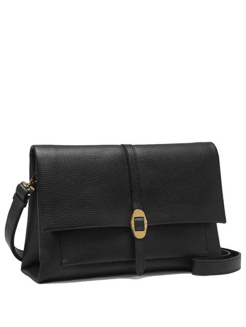 DORIAN Schultertasche aus geh&auml;mmertem Leder Schwarz - Damentaschen