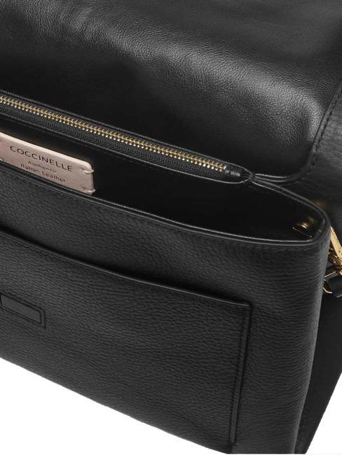 DORIAN Schultertasche aus geh&auml;mmertem Leder Schwarz - Damentaschen