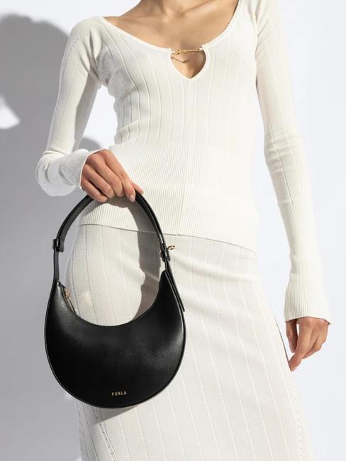 DELIZIA  Mini-Umhängetasche aus Leder Schwarz - Damentaschen