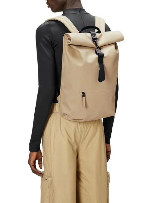 ROLLTOP RUCKSACK Großer wasserdichter Rucksack Sand - Rucksäcke für Schule &amp; Freizeit