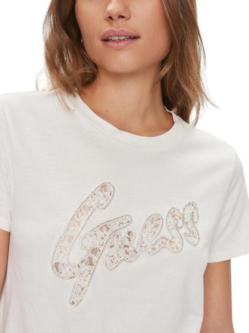 LACE Baumwoll t-shirt cremwhi - T-Shirts und Tops für Damen