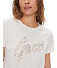 GUESS LACE Baumwoll t-shirt cremwhi - T-Shirts und Tops für Damen - 3