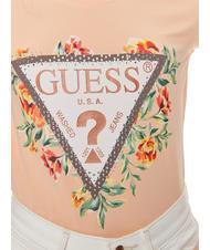 GUESS TRIANGLE FLOWERS T-Shirt aus Stretch-Baumwolle Pfirsichhimmel - T-Shirts und Tops für Damen - 4