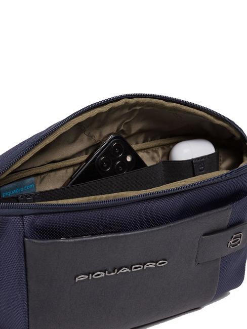 BRIEF 2 Gürteltasche aus Leder und Stoff Blau - Hüfttaschen