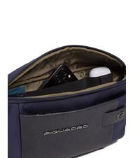 PIQUADRO BRIEF 2 Gürteltasche aus Leder und Stoff Blau - Hüfttaschen - 3