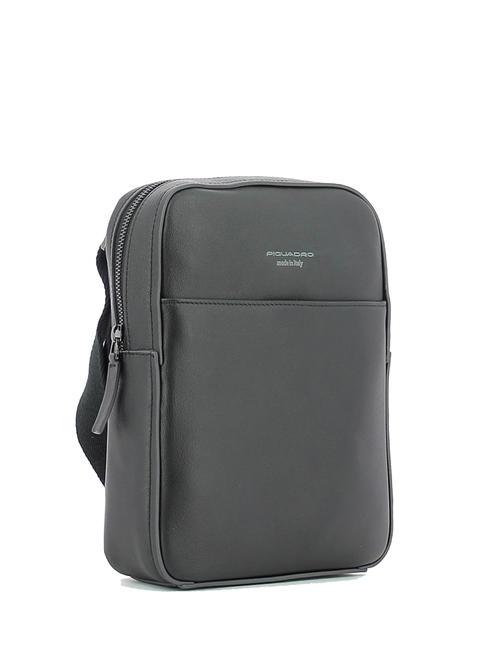 CAMPIONARIO - DAVID Umh&auml;ngetasche aus Leder f&uuml;r iPad Schwarz - Umh&auml;ngetaschen Herren