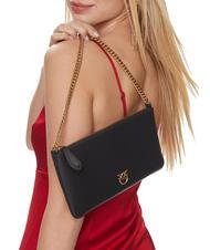 PINKO HORIZONTAL FLAT  Umhängetasche aus Leder schwarz-antikgold - Damentaschen - 5