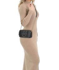 PINKO CARRIE Mini-Umhängetasche aus Leder schwarz-antikgold - Damentaschen - 5
