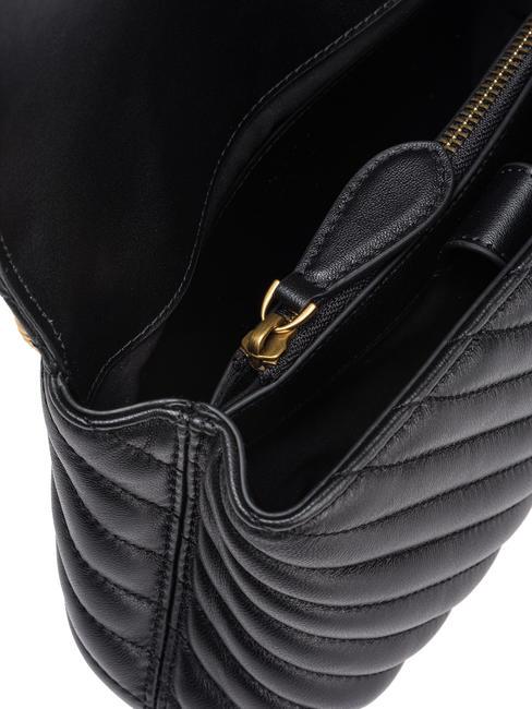 LOVE LADY PUFF Mini-Handtasche mit Schultergurt schwarz-antikgold - Damentaschen