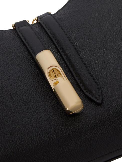 GOCCIA Umh&auml;ngetasche aus geh&auml;mmertem Leder Schwarz - Damentaschen