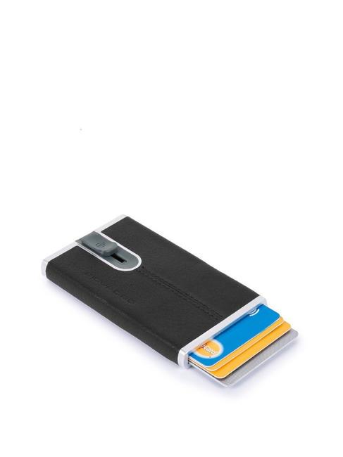  BLACK SQUARE Kartenetui aus Metall mit Leder&uuml;berzug Schwarz - Brieftaschen Herren