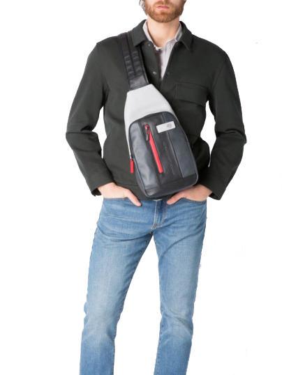 URBAN One-Shoulder-Tasche aus Leder grau schwarz - PC-Rucksäcke