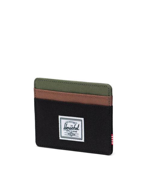 CHARLIE  Flacher Kartenhalter Schwarz/Kleeblatt/Sattelbraun - Brieftaschen Damen