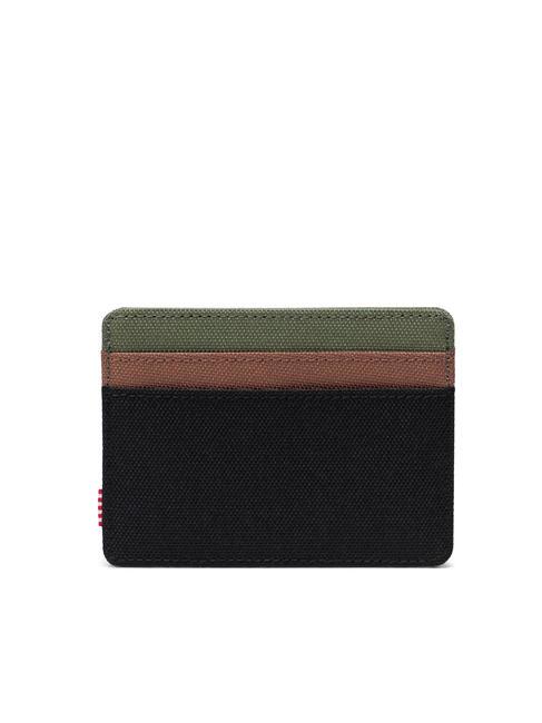 CHARLIE  Flacher Kartenhalter Schwarz/Kleeblatt/Sattelbraun - Brieftaschen Damen