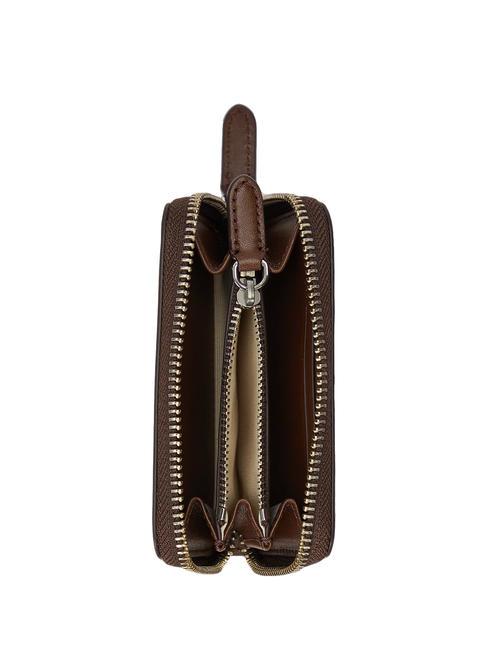 Geldbörse zip piccolo in Haut Kleine Geldbörse aus Leder mit Reißverschluss dunkles Mahagoni - Brieftaschen Damen