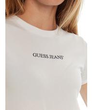 GUESS JEANS SLIM LOGO Slim-Fit-Stretch-T-Shirt purwei&szlig; - T-Shirts und Tops f&uuml;r Damen - 3