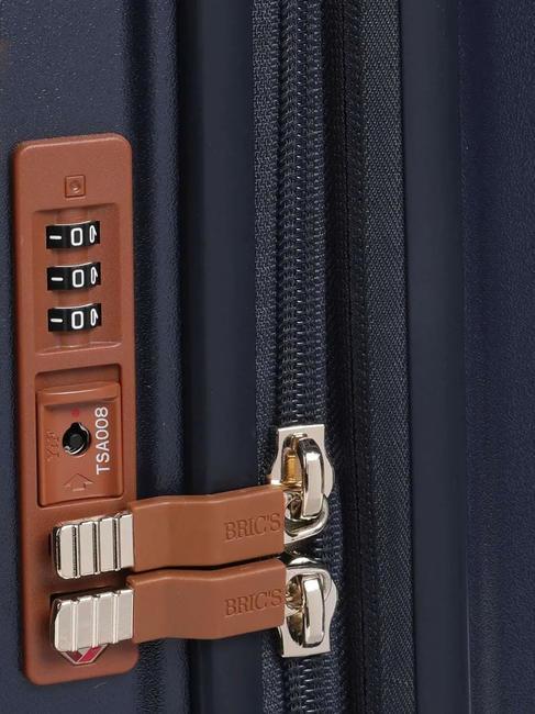 BELLAGIO Erweiterbarer Kabinentrolley mit PC und USB-Anschluss blau / Leder - Handgepäck