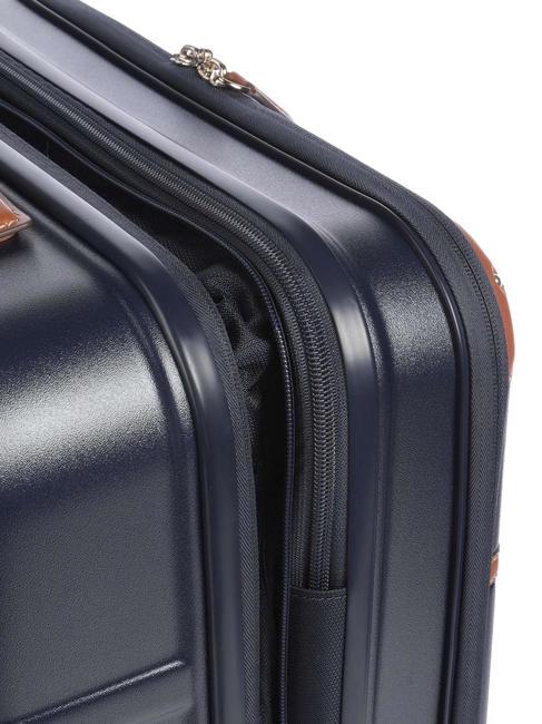 BELLAGIO Erweiterbarer Kabinentrolley mit PC und USB-Anschluss blau / Leder - Handgepäck