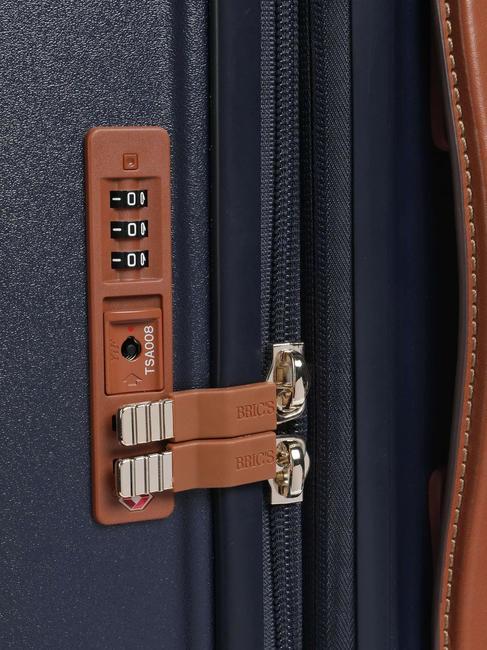 BELLAGIO Großer erweiterbarer Trolley blau / Leder - Harte Trolleys