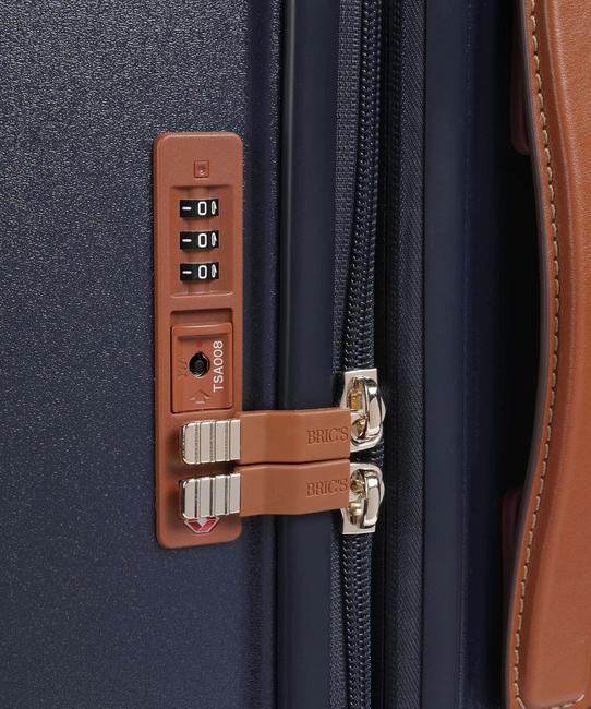 BELLAGIO Mittelgroßer, erweiterbarer Trolley blau / Leder - Harte Trolleys