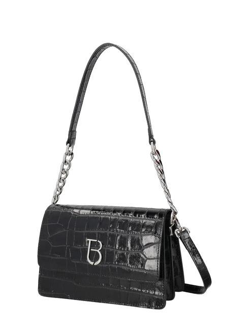VANCOUVER Umhängetasche aus Leder mit Krokoprägung Schwarz - Damentaschen