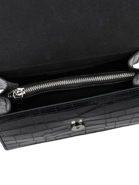 VANCOUVER Umhängetasche aus Leder mit Krokoprägung Schwarz - Damentaschen