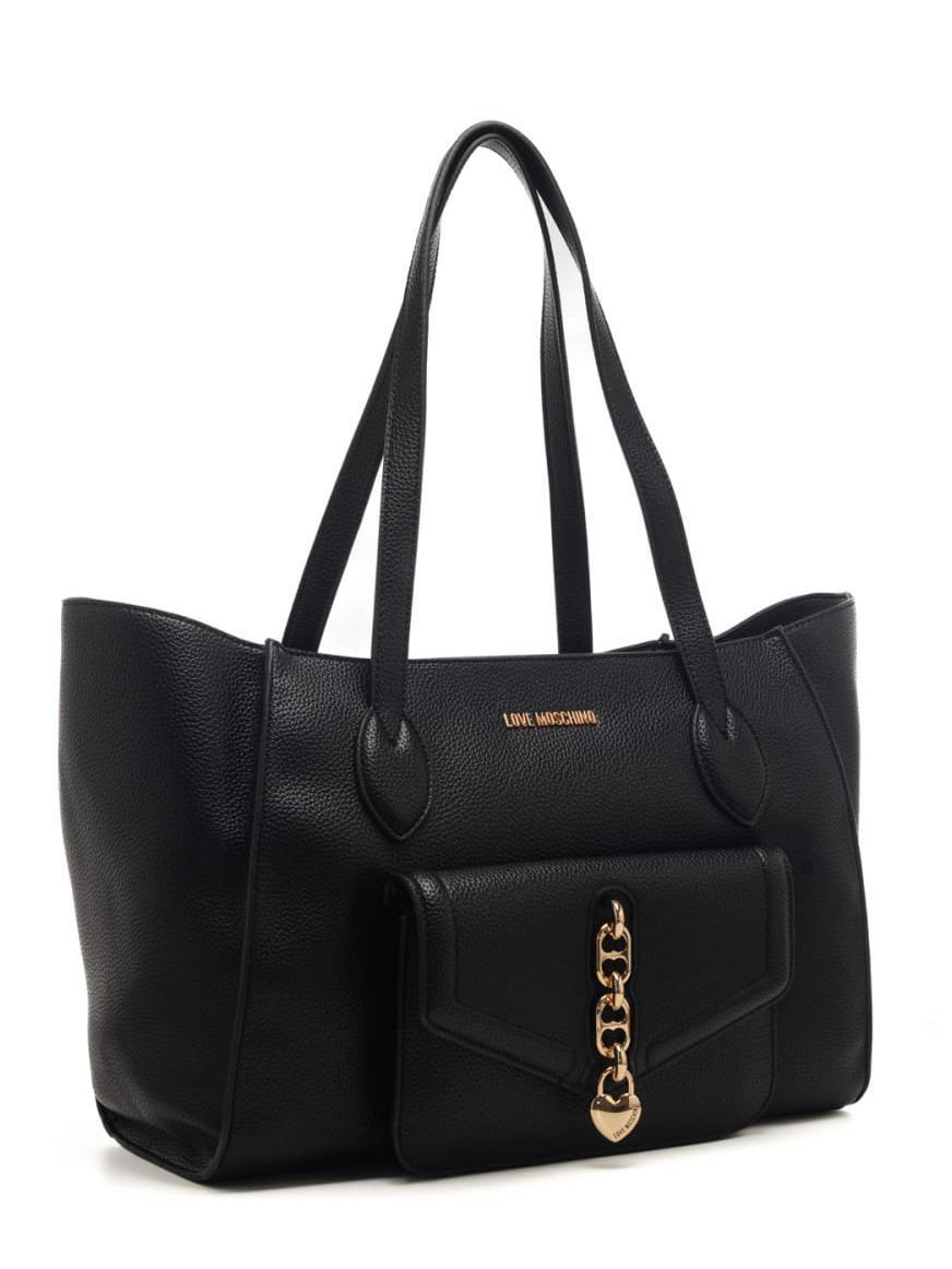 Love Moschino Heart Schulter-Shopper-Tasche Schwarz Einkaufen Zu