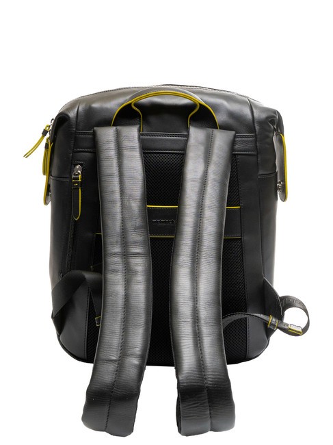BICOLOR Lederrucksack für 15,6-Zoll-Laptop Schwarz Gelb - PC-Rucksäcke