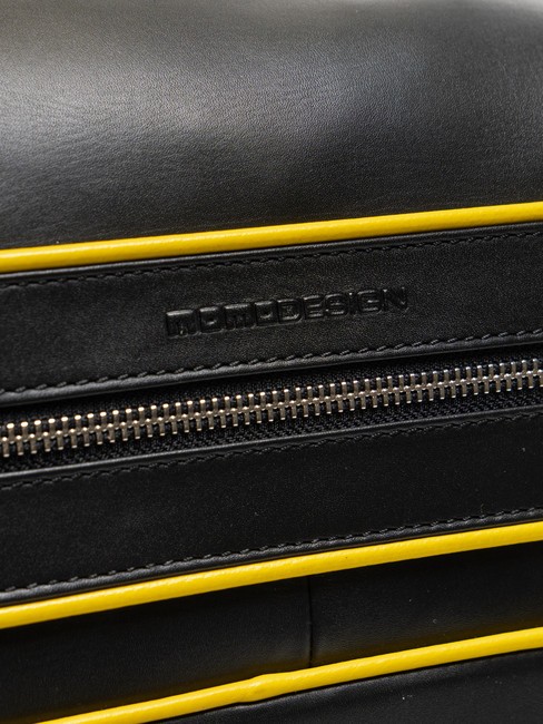 BICOLOR Lederrucksack für 15,6-Zoll-Laptop Schwarz Gelb - PC-Rucksäcke