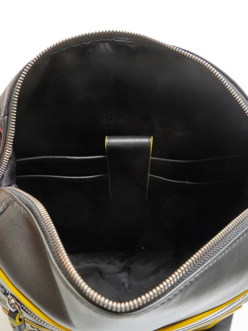 BICOLOR Lederrucksack für 15,6-Zoll-Laptop Schwarz Gelb - PC-Rucksäcke