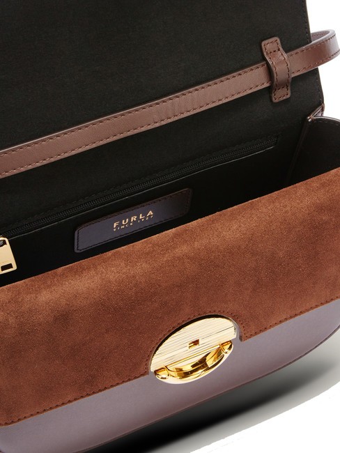 SFERA Ledertasche mit Schulterklappe Schokolade - Damentaschen