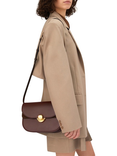 SFERA Ledertasche mit Schulterklappe Schokolade - Damentaschen